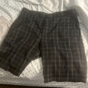 Black Plaid 34W shorts.